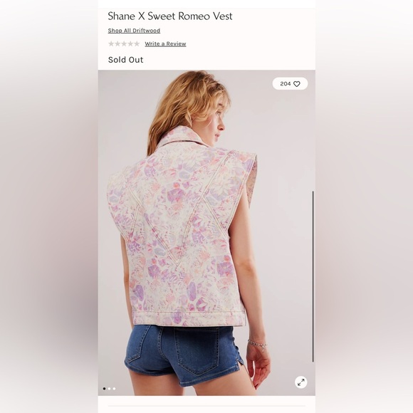 Driftwood Anthropologie Pastel Floral Denim Sleeveless Sweet Romeo Vest Medium - Picture 3 of 7